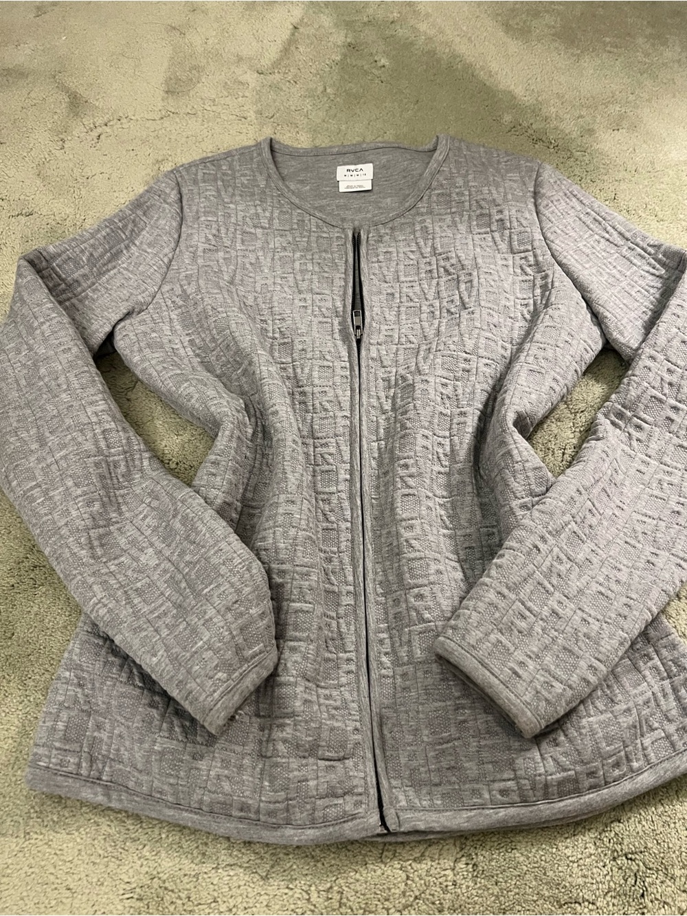 RVCA Women's Quilted Zip Jacket in Light Gray